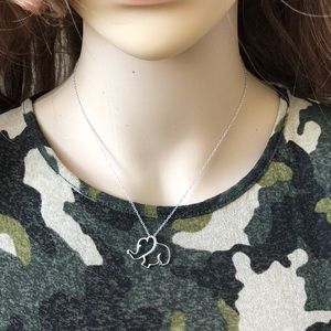 925 Sterling Silver Clear Elephant Necklace